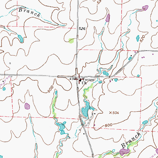 Topographic Map of Turner Church, TX