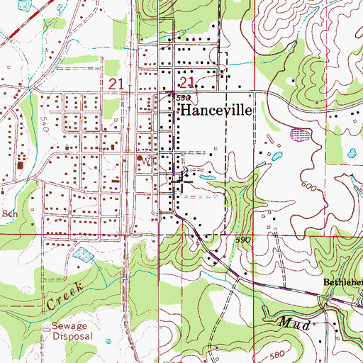 Topographic Map of East Hanceville Baptist Church, AL