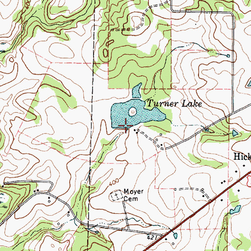 Topographic Map of Turner Lake, TX