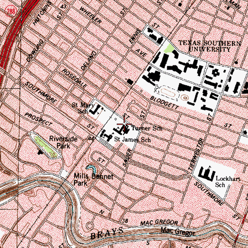 Topographic Map of Turner School, TX