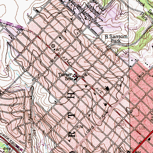 Topographic Map of Turner School, TX