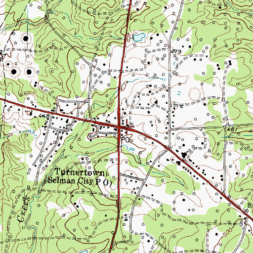 Topographic Map of Turnertown, TX