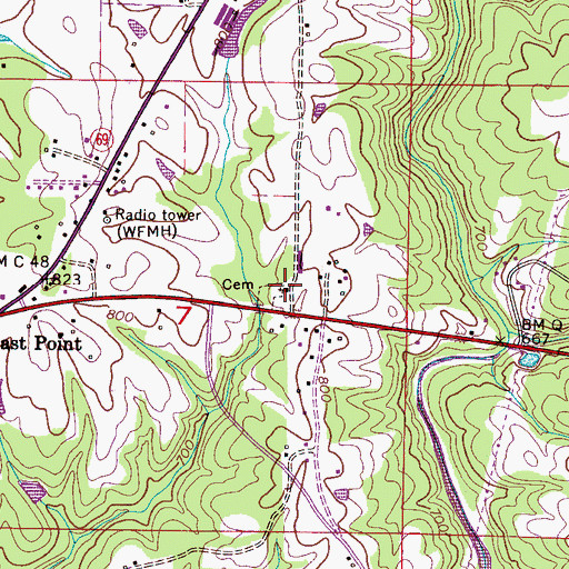 Topographic Map of East Point Cumberland Presbyterian Church, AL