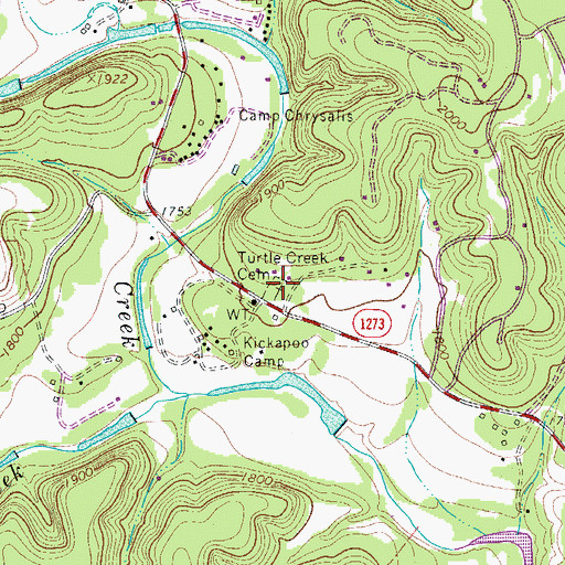 Topographic Map of Turtle Creek Cemetery, TX