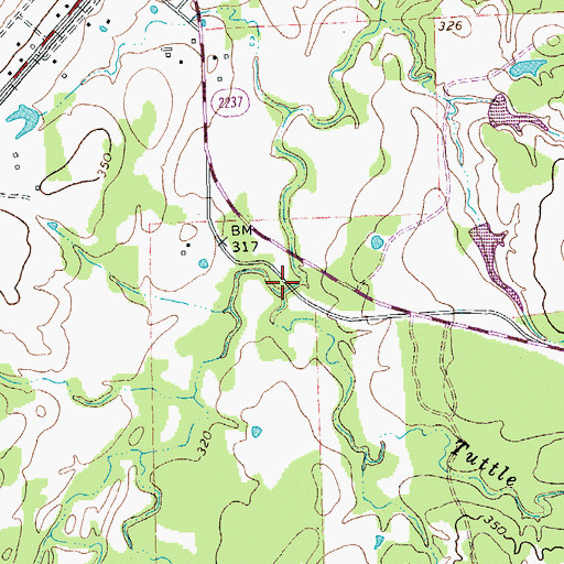 Topographic Map of Tuttle Creek, TX