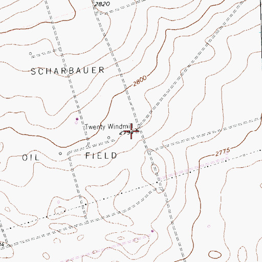 Topographic Map of Twenty Windmill, TX