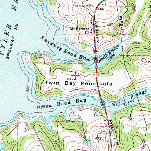 Topographic Map of Twin Bay Peninsula, TX