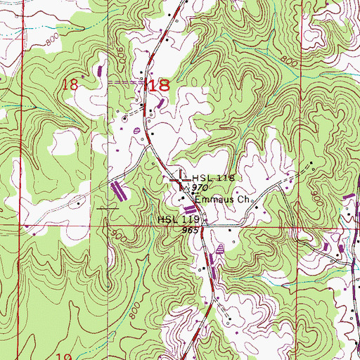 Topographic Map of Emeus Cemetery, AL