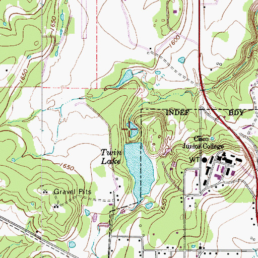 Topographic Map of Twin Lake, TX