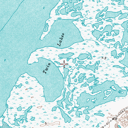 Topographic Map of Twin Lakes, TX