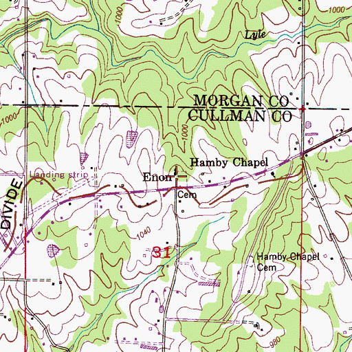 Topographic Map of Enon Baptist Church, AL