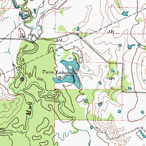 Topographic Map of Twin Lakes, TX