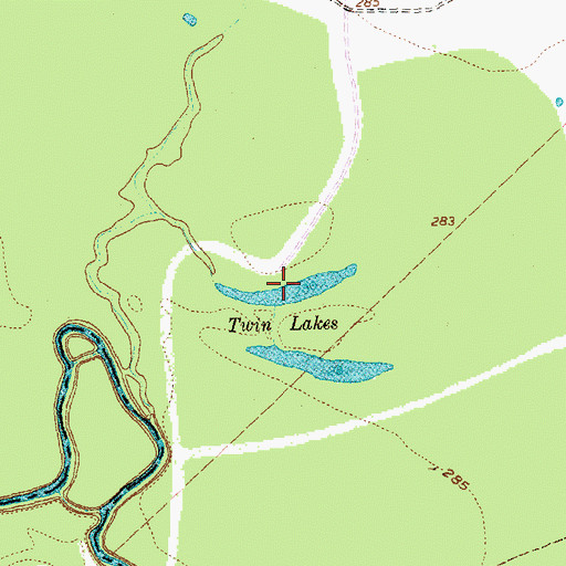 Topographic Map of Twin Lakes, TX