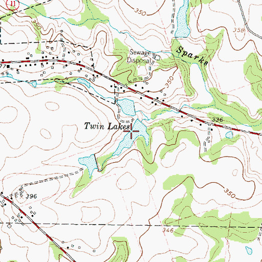 Topographic Map of Twin Lakes, TX