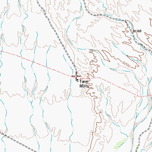 Topographic Map of Twin Mills, TX