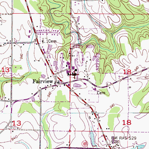 Topographic Map of Fairview High School, AL