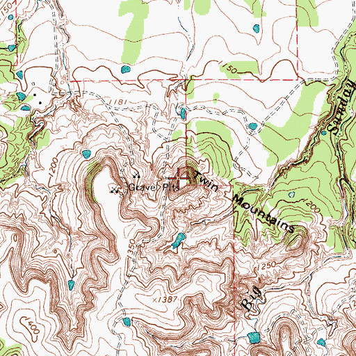 Topographic Map of Twin Mountains, TX
