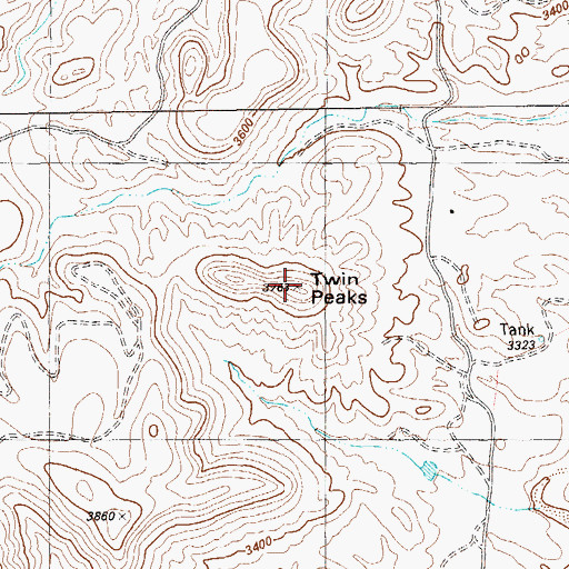 Topographic Map of Twin Peaks, TX