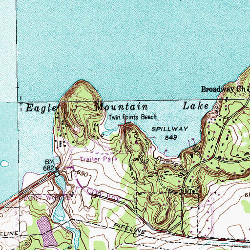 Topographic Map of Twin Points Beach, TX