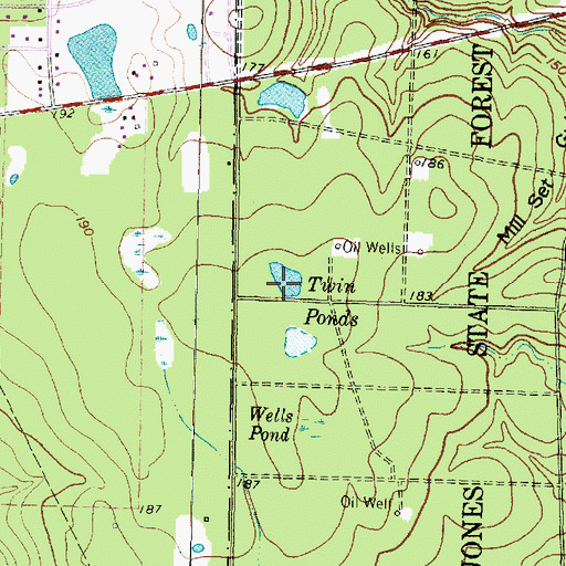 Topographic Map of Twin Ponds, TX