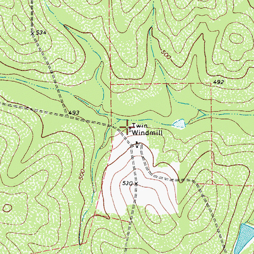 Topographic Map of Twin Windmill, TX