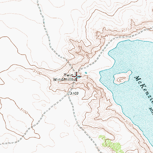 Topographic Map of Twin Windmills, TX