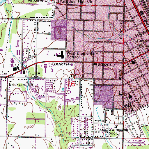 Topographic Map of First Assembly of God Church, AL