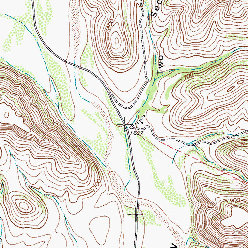 Topographic Map of Two Section Canyon, TX