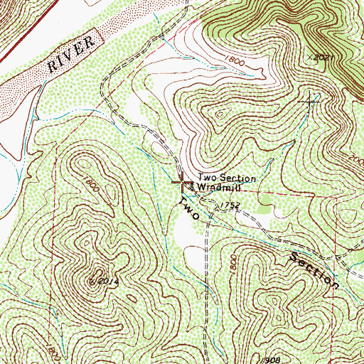 Topographic Map of Two Section Windmill, TX