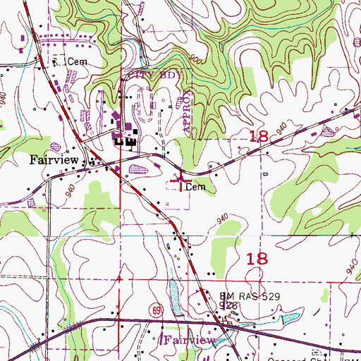 Topographic Map of First Baptist Church of Fairview, AL