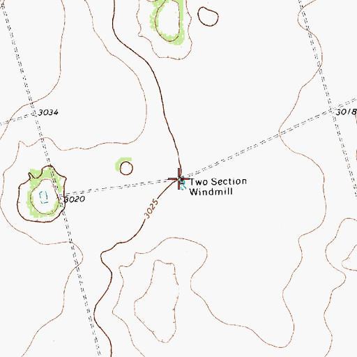 Topographic Map of Two Section Windmill, TX