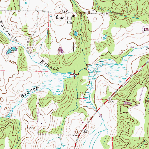 Topographic Map of Twomile Branch, TX
