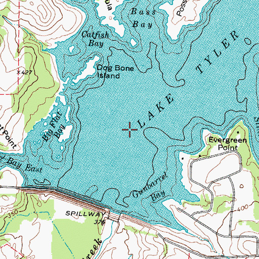 Topographic Map of Lake Tyler East, TX