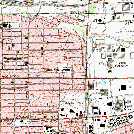 Topographic Map of Tynan School, TX