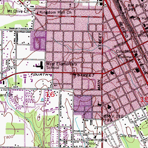 Topographic Map of First Church of the Nazarene, AL