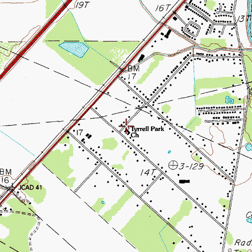 Topographic Map of Tyrrell Park Church, TX