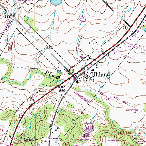 Topographic Map of Uhland, TX