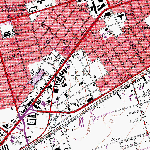 Topographic Map of Ulmer Park, TX