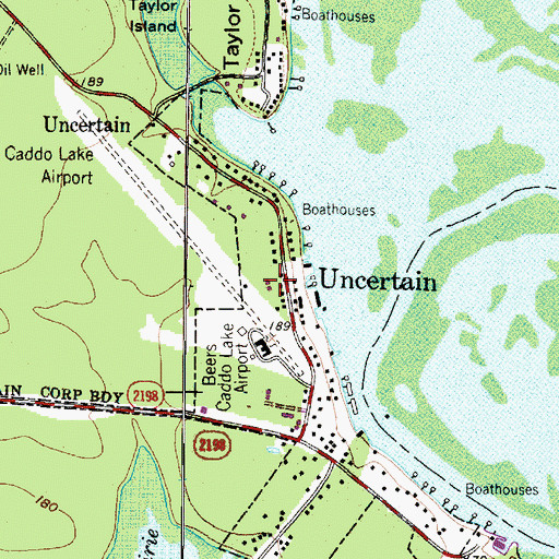 Topographic Map of Uncertain, TX