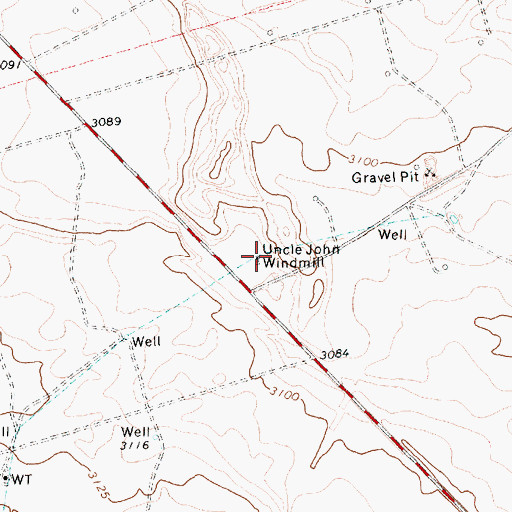 Topographic Map of Uncle John Windmill, TX