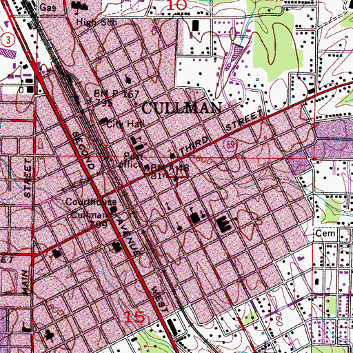 Topographic Map of First Presbyterian Church, AL