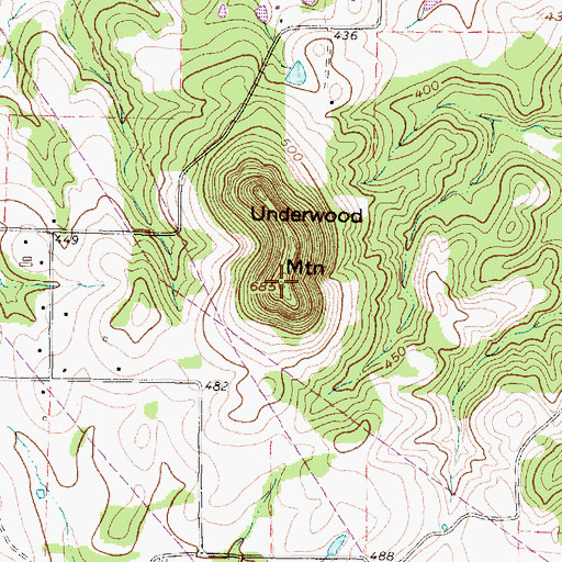 Topographic Map of Underwood Mountain, TX