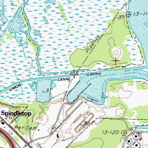 Topographic Map of Union Canal, TX