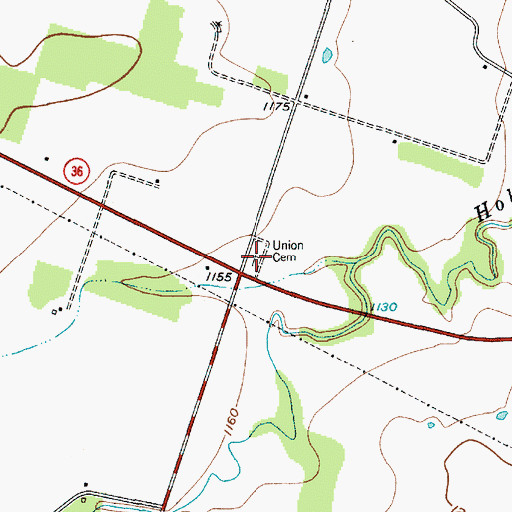 Topographic Map of Union Cemetery, TX
