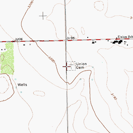 Topographic Map of Union Cemetery, TX