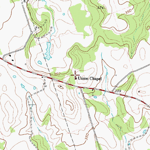 Topographic Map of Union Chapel, TX