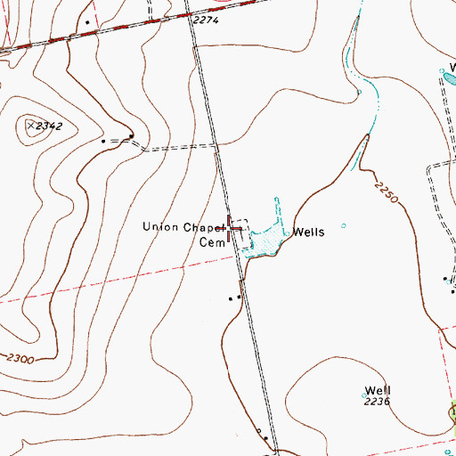Topographic Map of Union Chapel Cemetery, TX