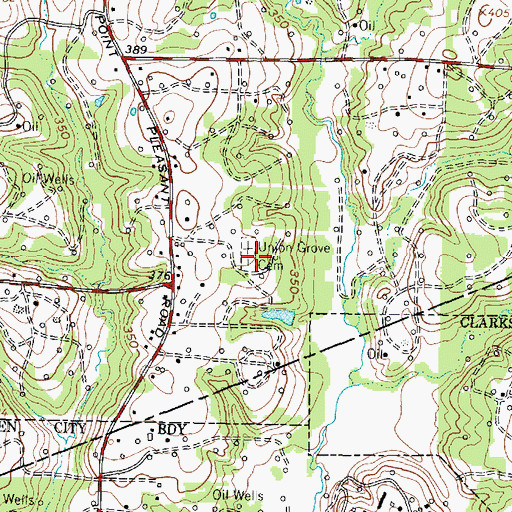 Topographic Map of Union Grove Cemetery, TX