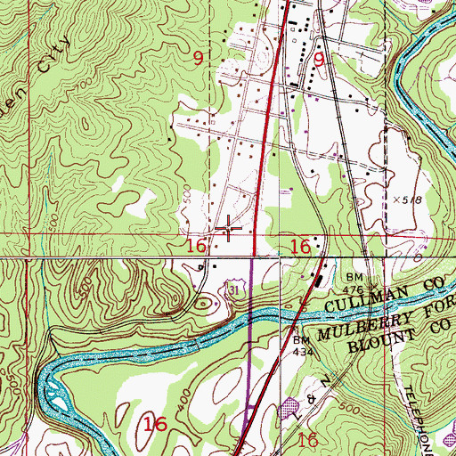 Topographic Map of Garden City Church of Christ, AL