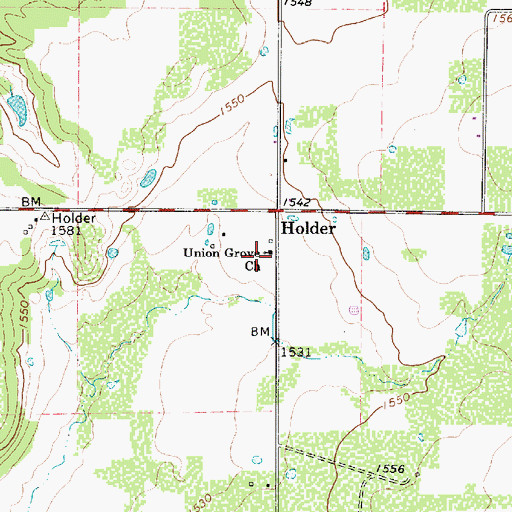 Topographic Map of Union Grove Church, TX